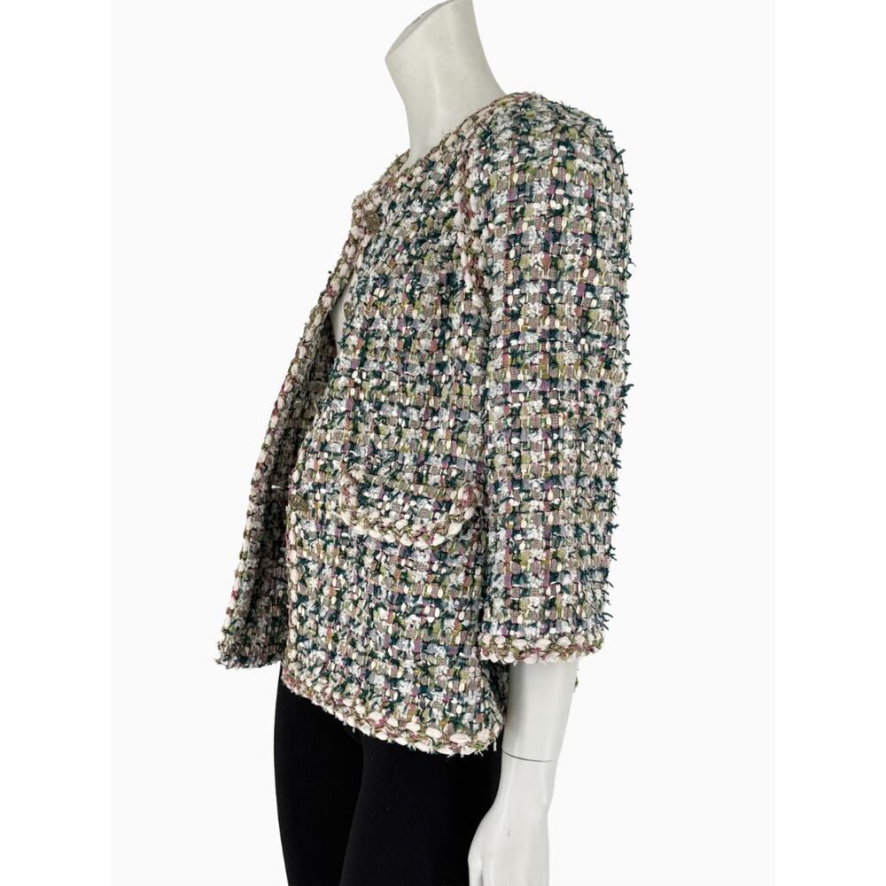 Chanel Fantasy Tweed Jacket Coat Size 50 Multicolor Silk Lined Owl Buttons - Picture 6 of 16